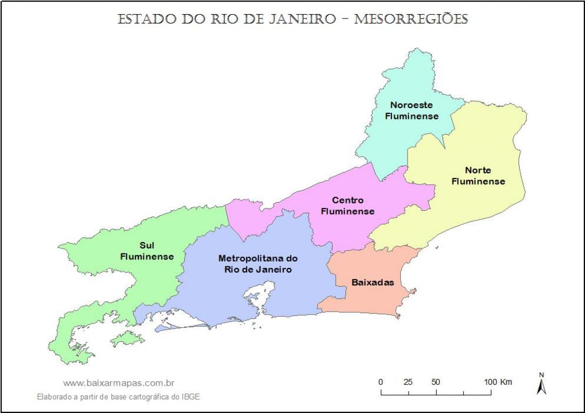 지도 mesoregions Rio de Janeiro