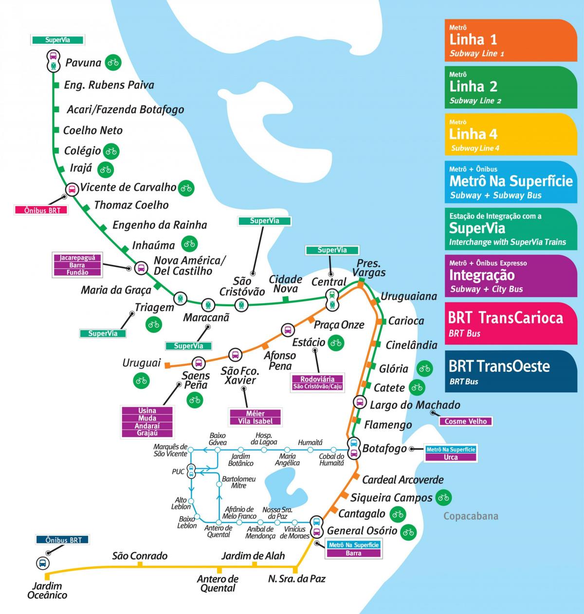 지도 리오 데 자네이로의 지하철