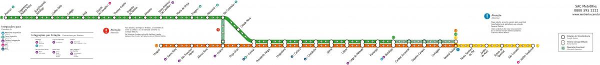 지도 리오 데 자네이로의 지하철-선 1-2-3