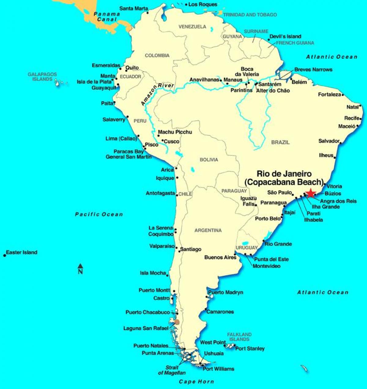 지도 리우데자네이루에서 남아메리카